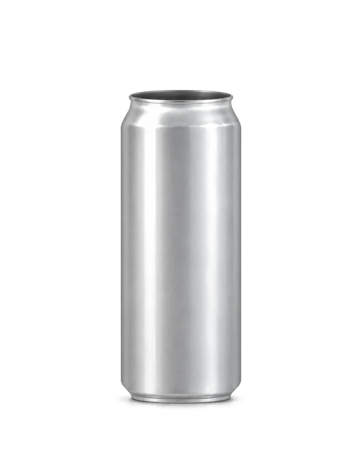 Plain aluminium can 500 ml, open, without a lid, tall shape