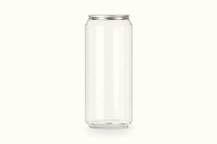 An empty clear PET can.